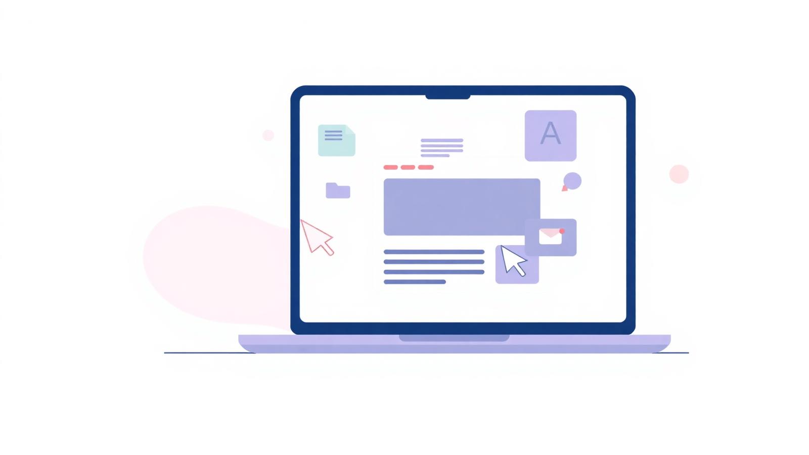 Ilustração pastel representando design e desenvolvimento de sites