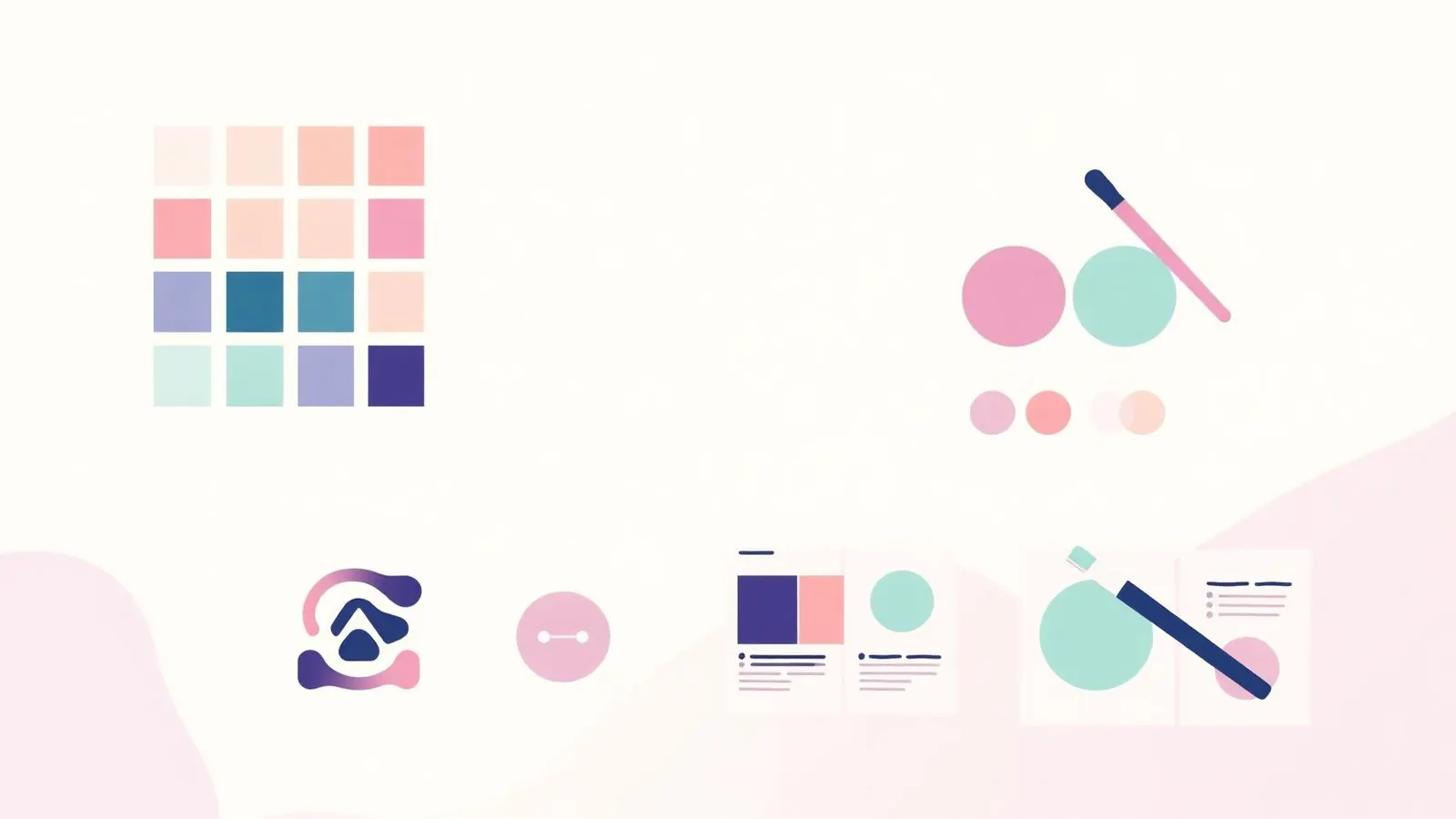 Ilustração pastel representando identidade visual e branding