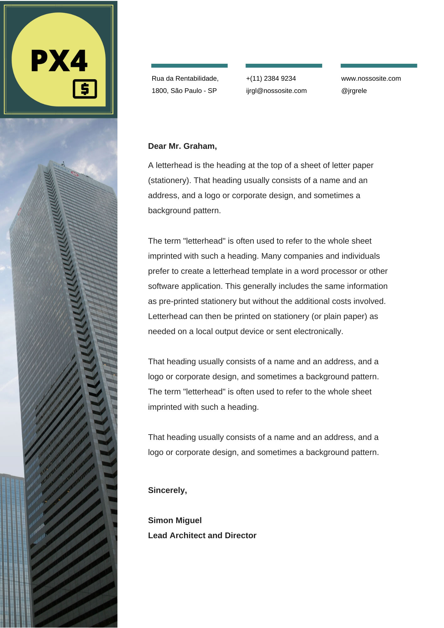 PX4 INVEST Official Letterhead PX4 INVEST Official Letterhead
